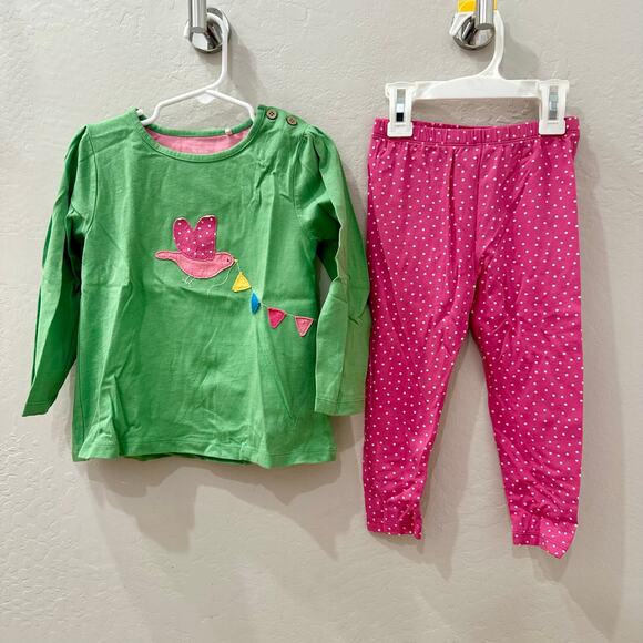 Kite Bird Appliqué Long Sleeve Shirt & Pink Polka Dot Leggings Outfit - Picture 1 of 9